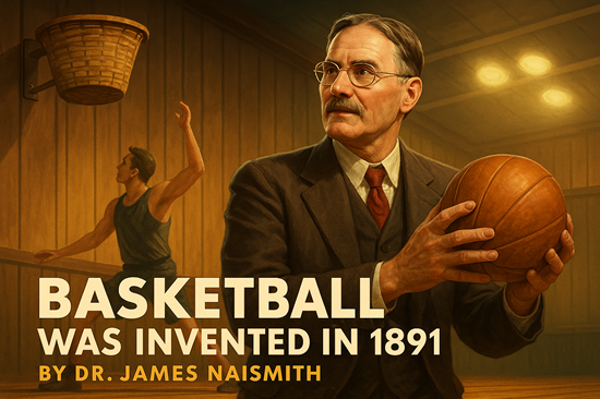Basketball invented – high energy photorealistic style