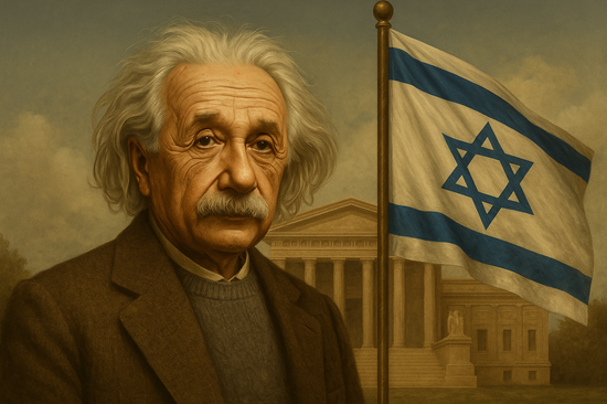 Photorealistic History Facts image of Albert Einstein declining the presidency of Israel