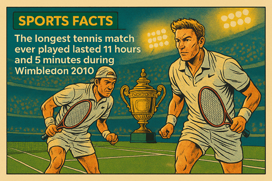 Longest tennis match – retro comic book style
